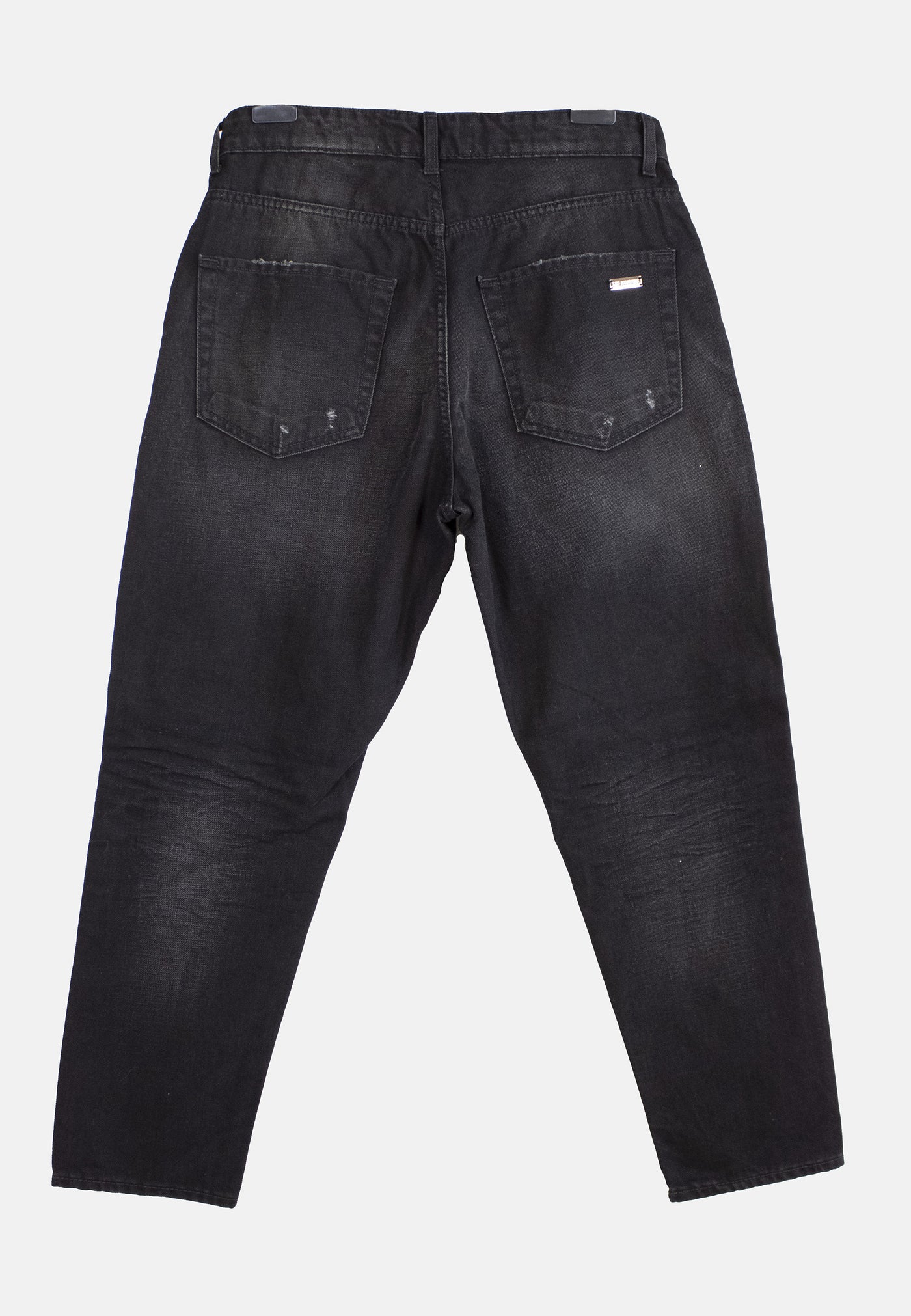 242L01056    BLACK DENIM STREATCH JEANS TEARS WASH 1