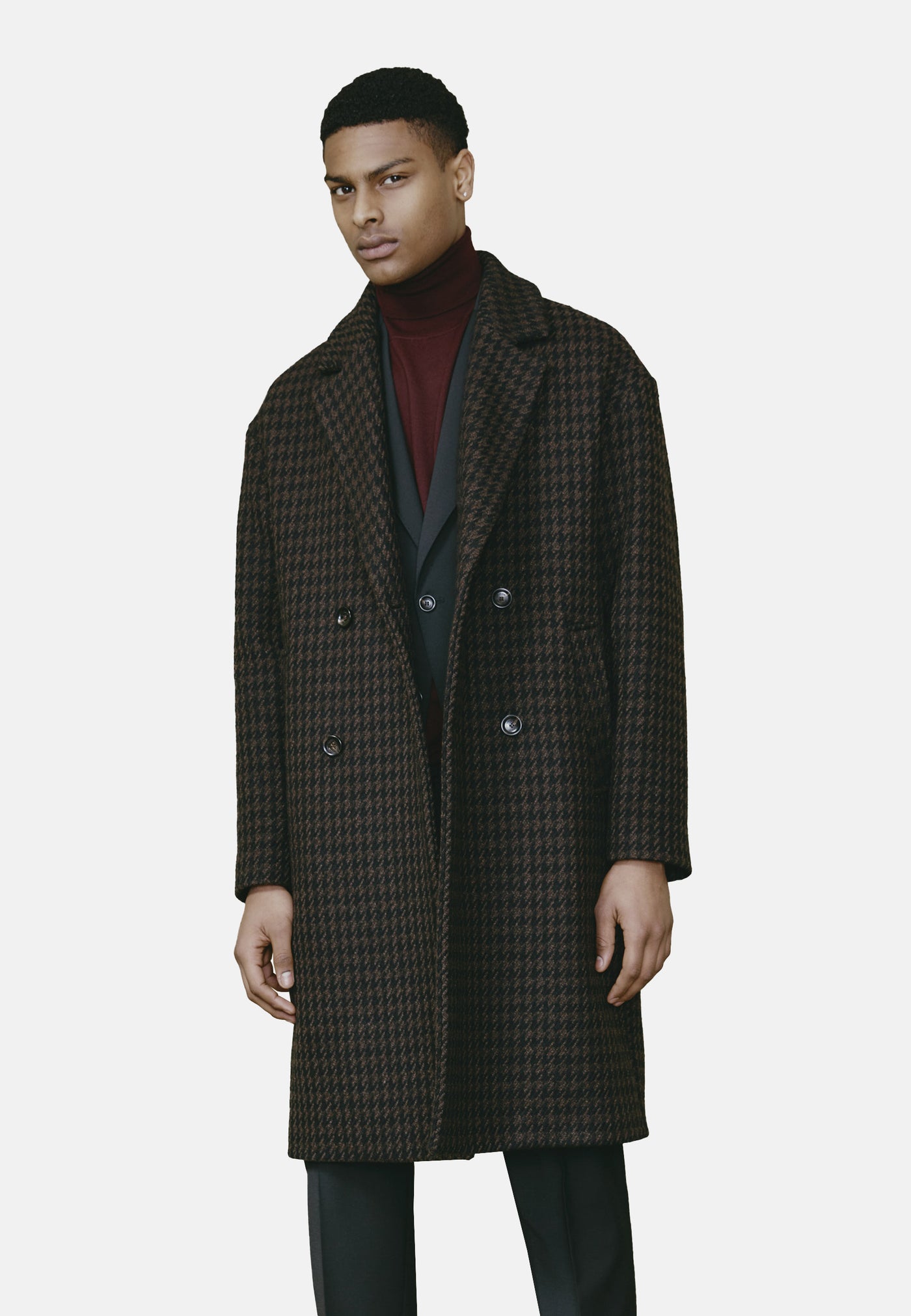 242L06015    PIED-DE-POULE OVERCOAT