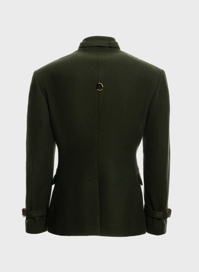 Round neck blazer dring details