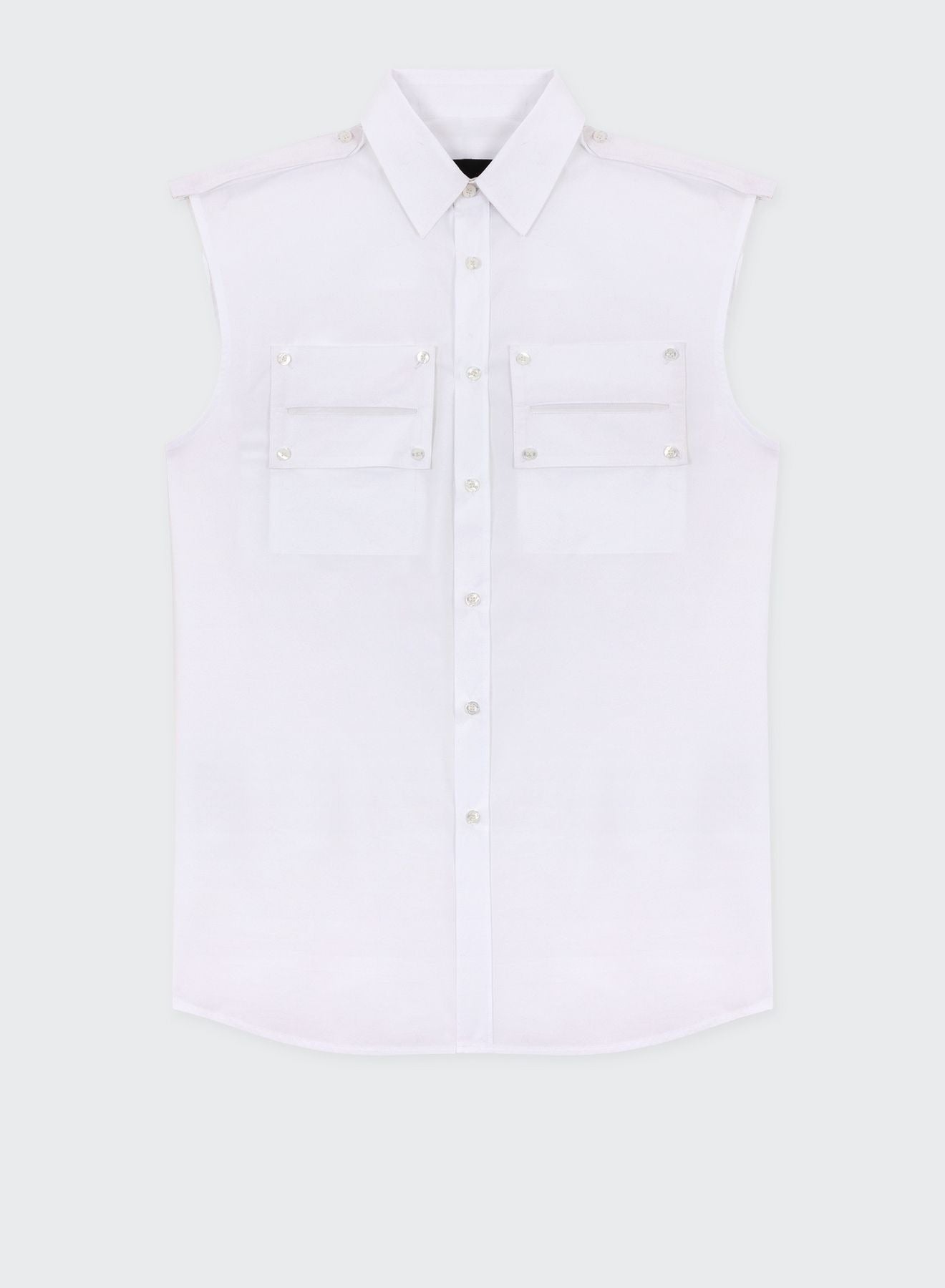 POPELINE SLEEVLESS FIELD SHIRT