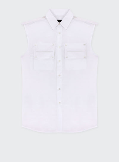 POPELINE SLEEVLESS FIELD SHIRT