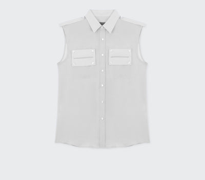 MUSLIN SLEEVLESS FIELD SHIRT