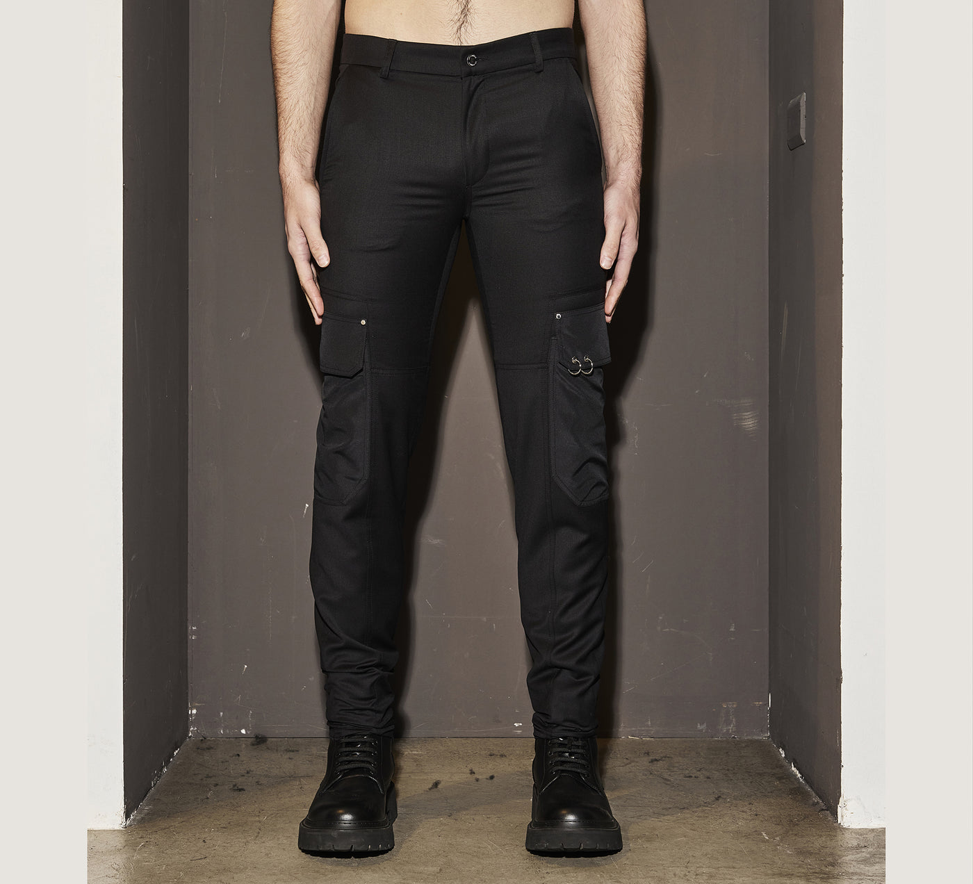 LHB2526005  Nylon Pockets and Piercing Trousers